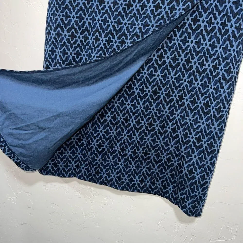 Athleta Seaside Foldover Faux Wrap Skirt Navy Geo Print Size Small Navy Blue
